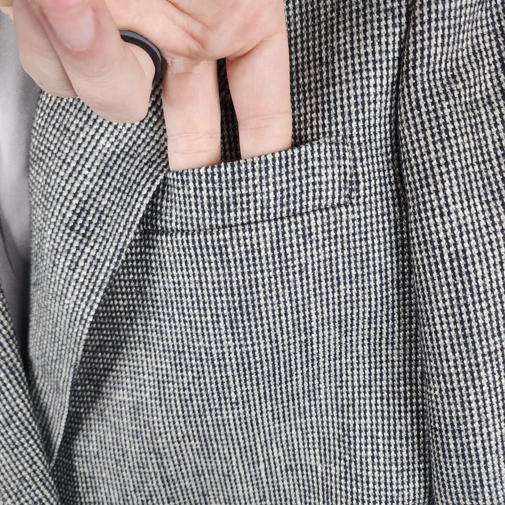 Orvis Womens Blazer 6 Regular Single Button Houndstooth Wool Blend Tailored USA‎